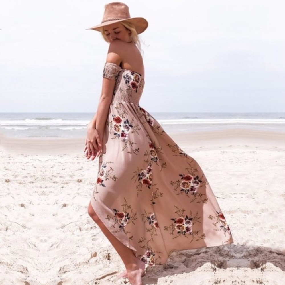 🆕 (X, 2XL) Off-the-Shoulder Summer Beach Dress - Picture 2 of 6